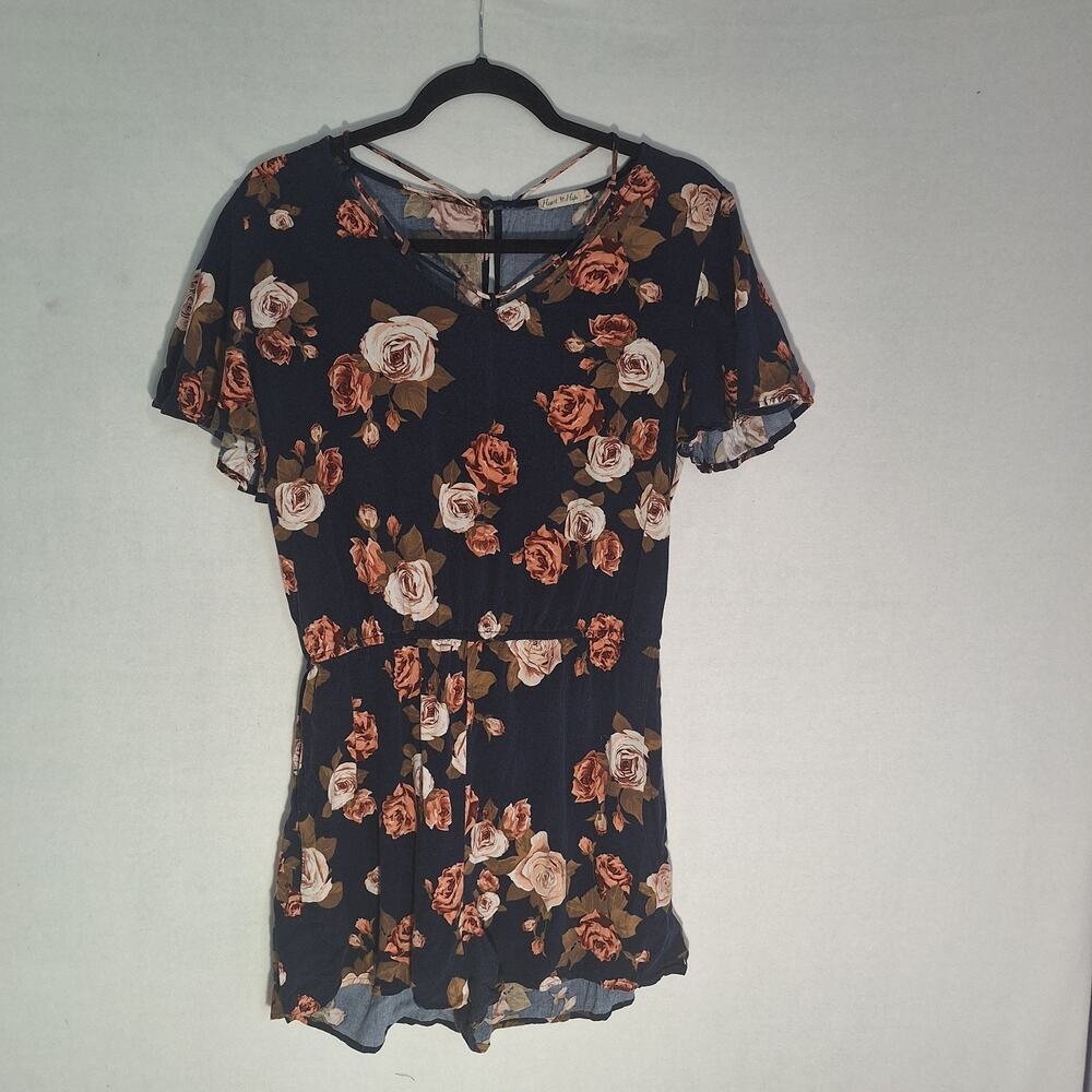 Heart Hips Floral Romper Jr L Romantic Playful Coquette Soft Girl Feminine Roses